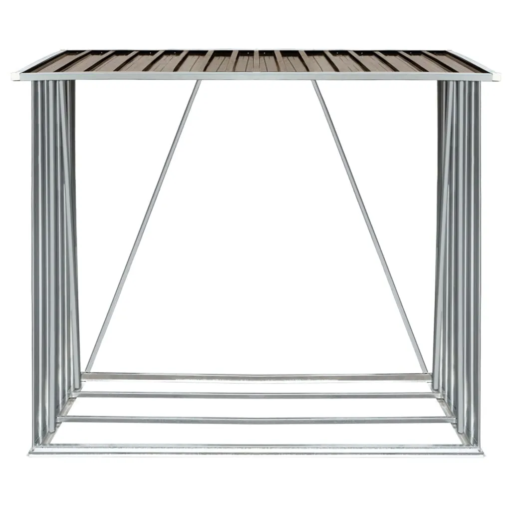 Garden Log Storage Shed Galvanised Steel 163x83x154 cm Brown