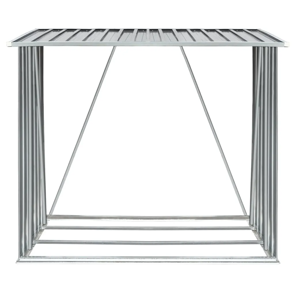 Garden Log Storage Shed Galvanised Steel 163x83x154 cm Grey