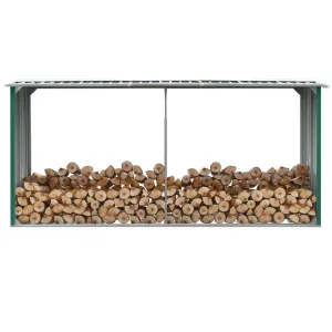 Garden Log Storage Shed Galvanised Steel 330x92x153 cm Green