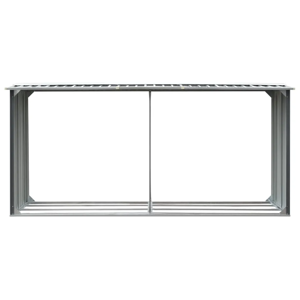 Garden Log Storage Shed Galvanised Steel 330x92x153 cm Grey