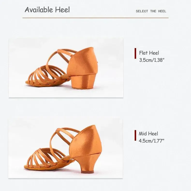 Girls Ballroom Shoes - Latin Dance Shoes for Jazz Salsa Tango with Silk Satin Upper and Low Heel