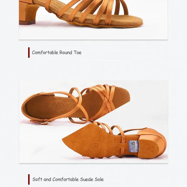 Girls Ballroom Shoes - Latin Dance Shoes for Jazz Salsa Tango with Silk Satin Upper and Low Heel