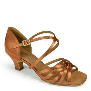 GIRLS FLAVIA - TAN SATIN - JUNIOR HEEL