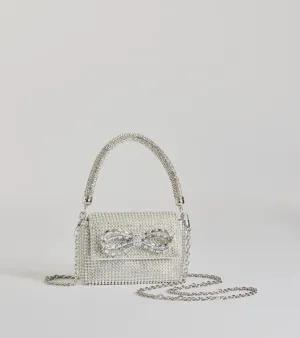 Glittering Aesthetic Rhinestone Bow Mini Purse