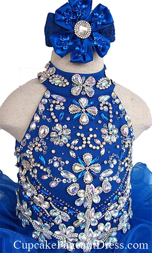 Glitz Beaded Bodice Little Princess Nations Cupcake Pageant Dress With Hair bow