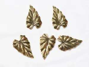Golden Bright Designer Leaves Plastic Beads- 63x39 mm