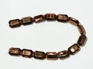 Golden Brown Twisted Rectangular Plastic Beads-22x15 mm