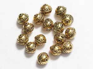 Golden Circular Designer Plastic Beads - 18 mm