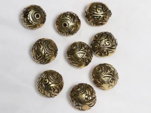 Golden Circular Designer Plastic Beads - 35 mm