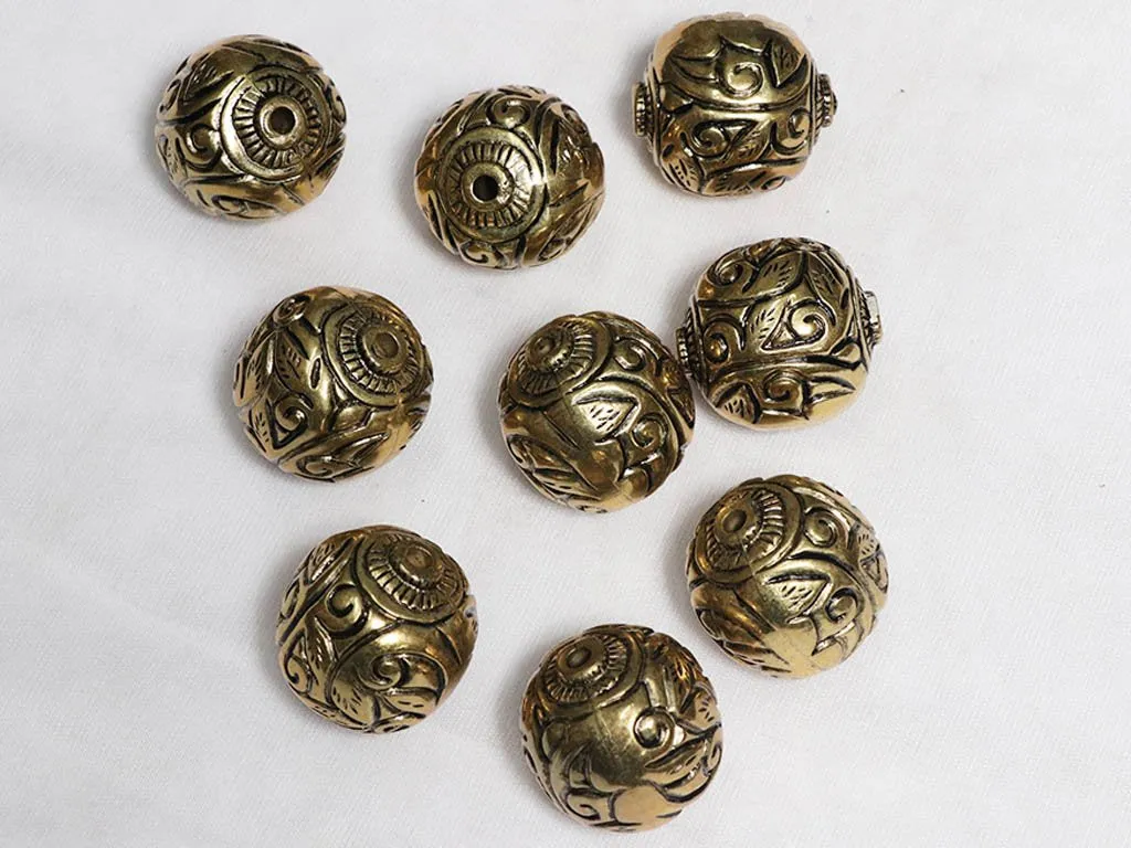 Golden Circular Designer Plastic Beads - 35 mm