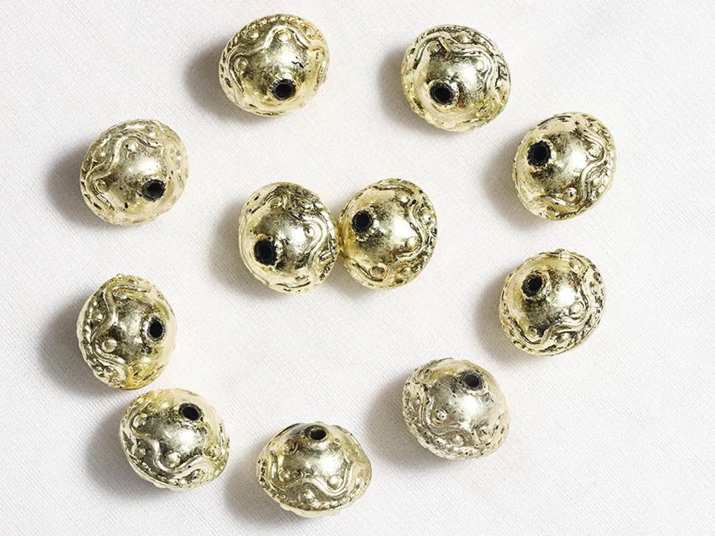 Golden Circular Fancy Designer Plastic Beads - 15 mm