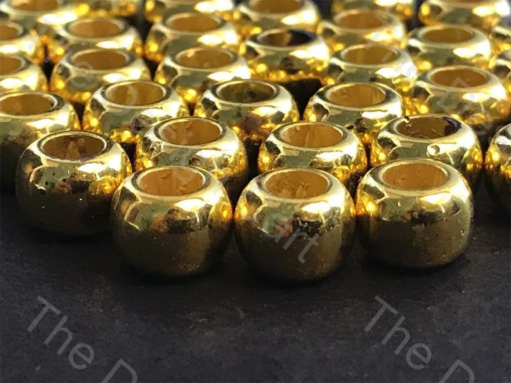 Golden Cylindrical Hole Plastic Beads