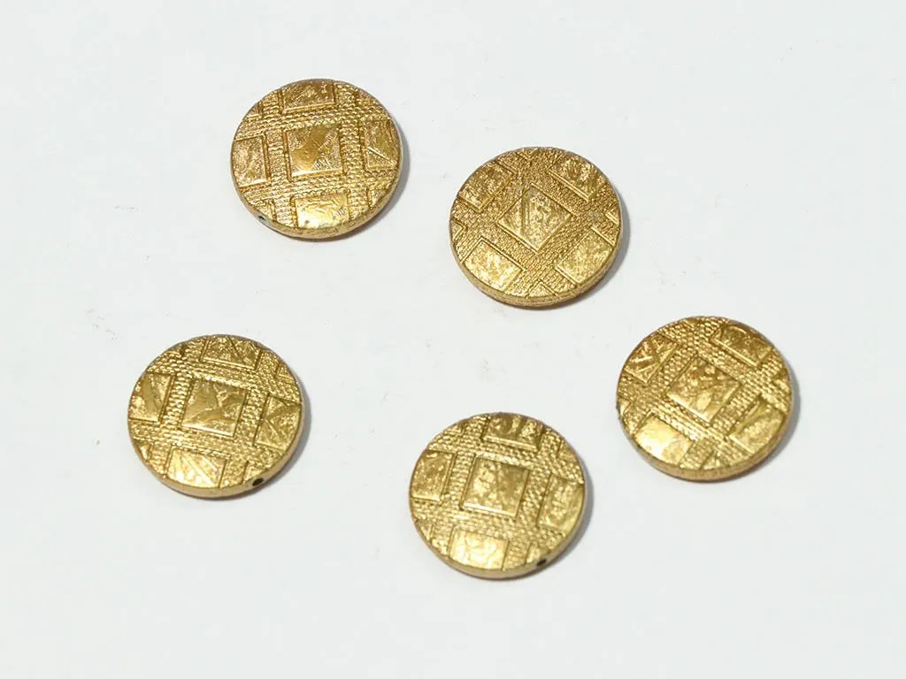 Golden Designer Circular Plastic Beads - 24 mm