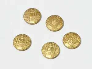 Golden Designer Circular Plastic Beads - 24 mm