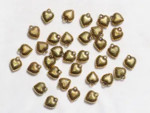 Golden Designer Heart Plastic Beads- 16 mm