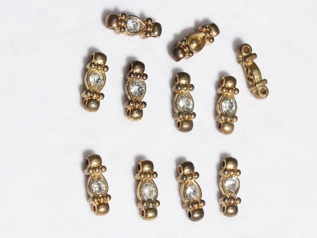 Golden Designer Plastic Beads - 24x8 mm