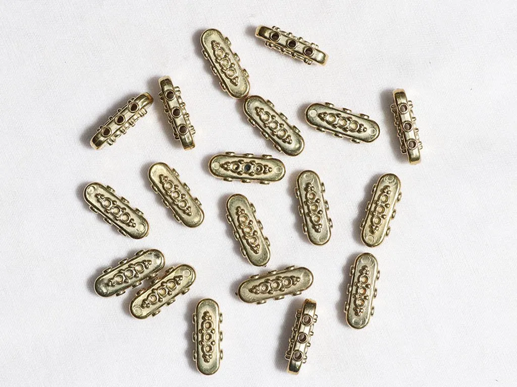 Golden Designer Plastic Beads - 25x10 mm