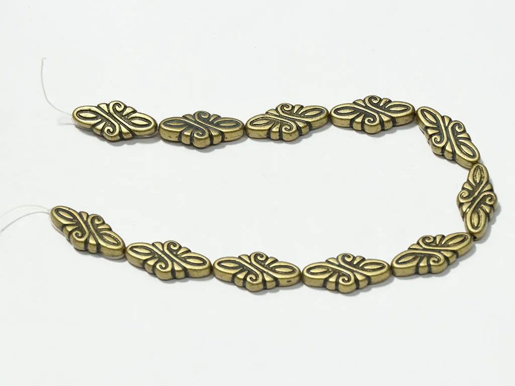 Golden Designer Plastic Beads - 30x15 mm