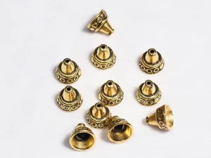 Golden Designer Pyramid Plastic Beads - 12x14 mm