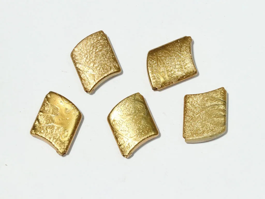 Golden Designer Rhombus Plastic Beads - 35x28 mm
