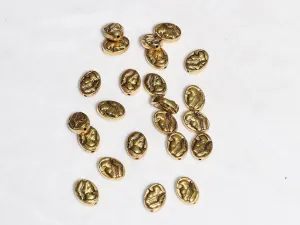 Golden Fancy Oval Plastic Beads - 14x18 mm
