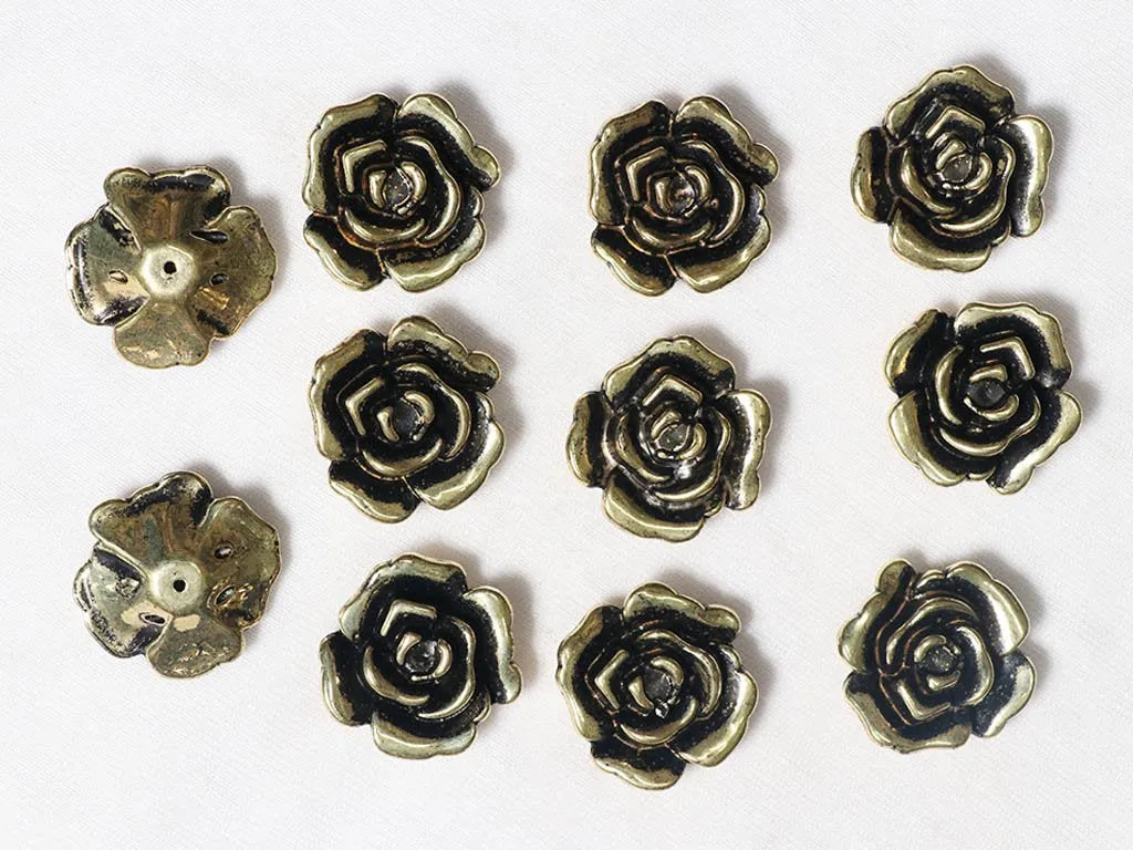 Golden Flower Designer Plastic Beads - 30 mm