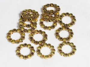 Golden Flower Designer Ring Plastic Beads - 25 mm