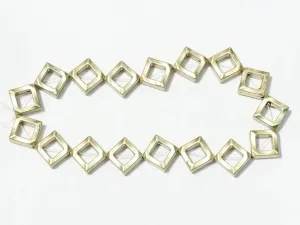 Golden Metallic Square Designer Plastic Beads-16x16 mm