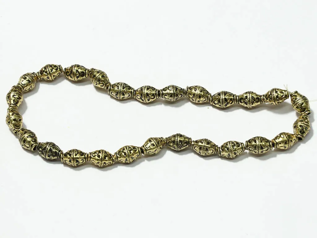 Golden Oval Designer Plastic Beads - 5x10 mm