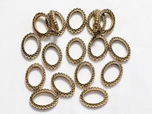Golden Oval Designer Ring Plastic Beads - 18x25 mm