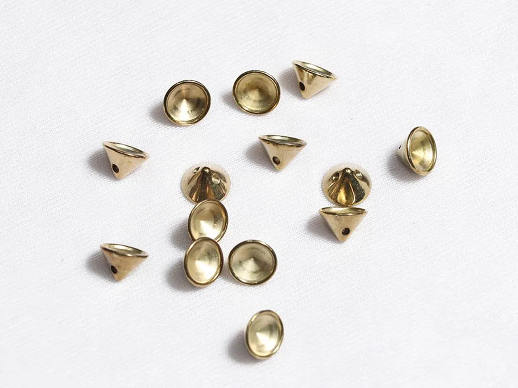 Golden Pyramid Plastic Beads - 8 mm