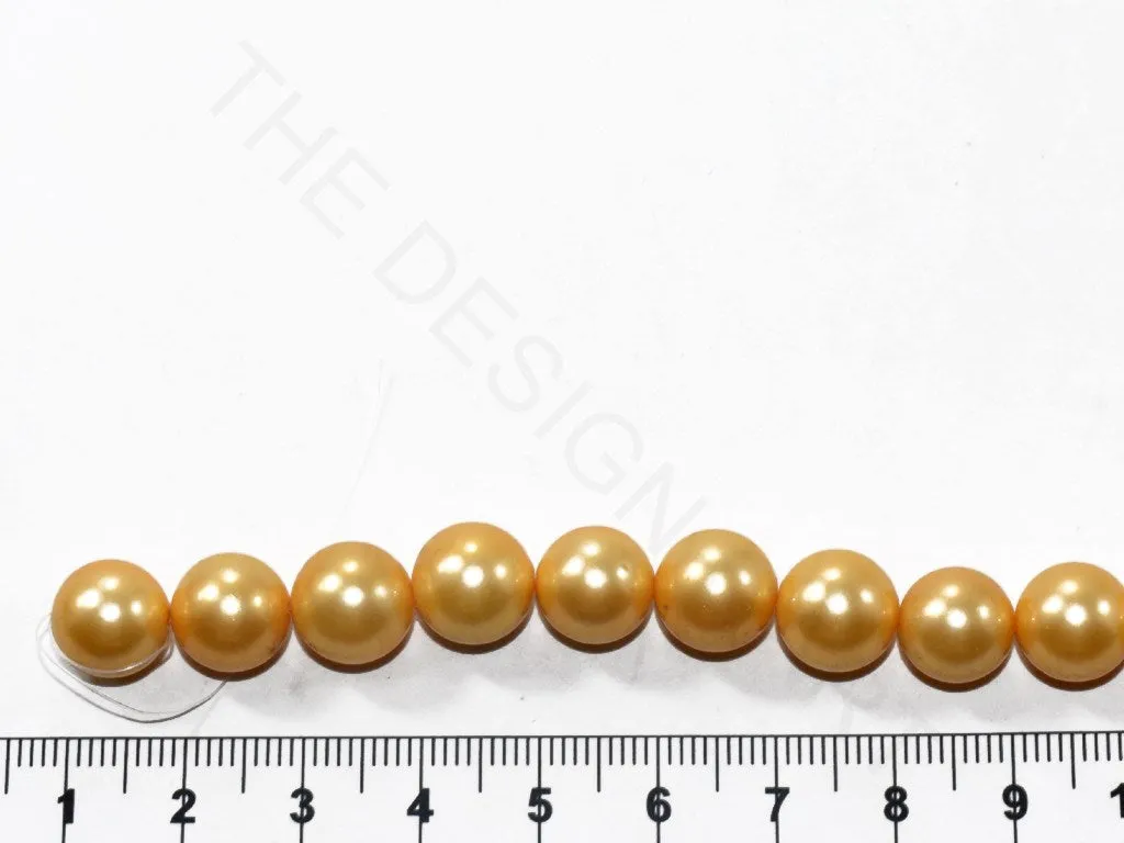 Golden Round Shell Pearls (10 mm)