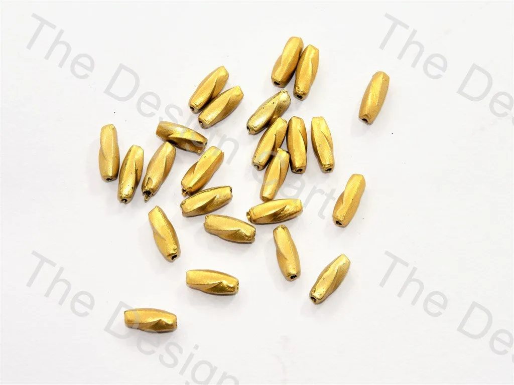 Golden Twisted Cylindrical Plastic Beads