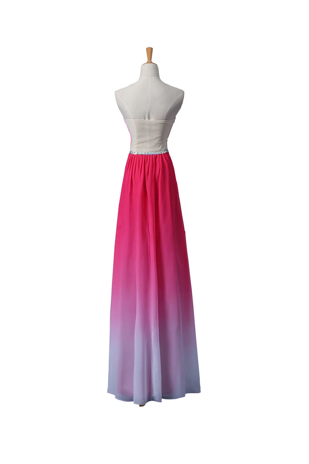 Gradient Ombre Chiffon Long Beaded Prom Dresses ED0669
