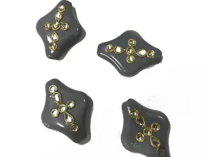Gray Designer Kite Plastic Stone (With Kundan Work- 30x22 mm)