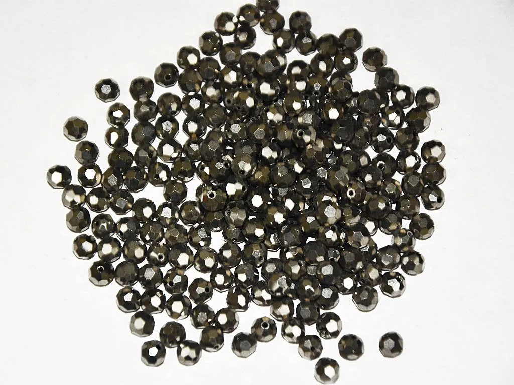 Gray Metallic Faceted Spherical Plastic Beads