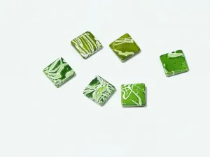 Green Designer Square Plastic Beads - 22x22 mm