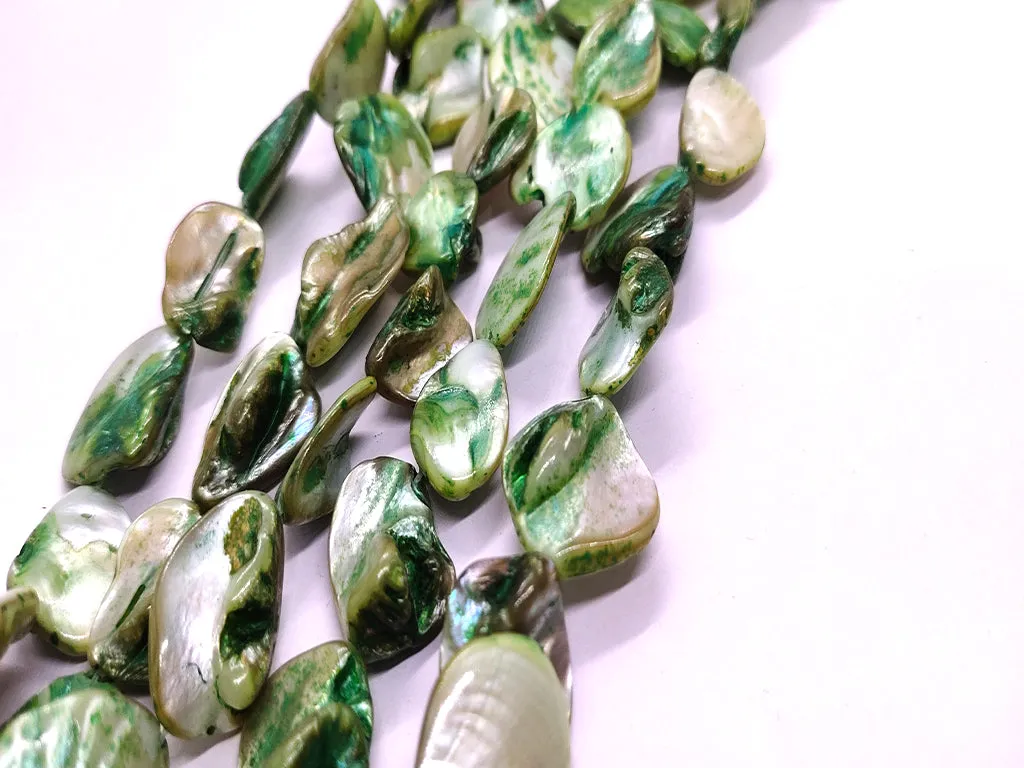 Green Designer Uncut Shell Beads