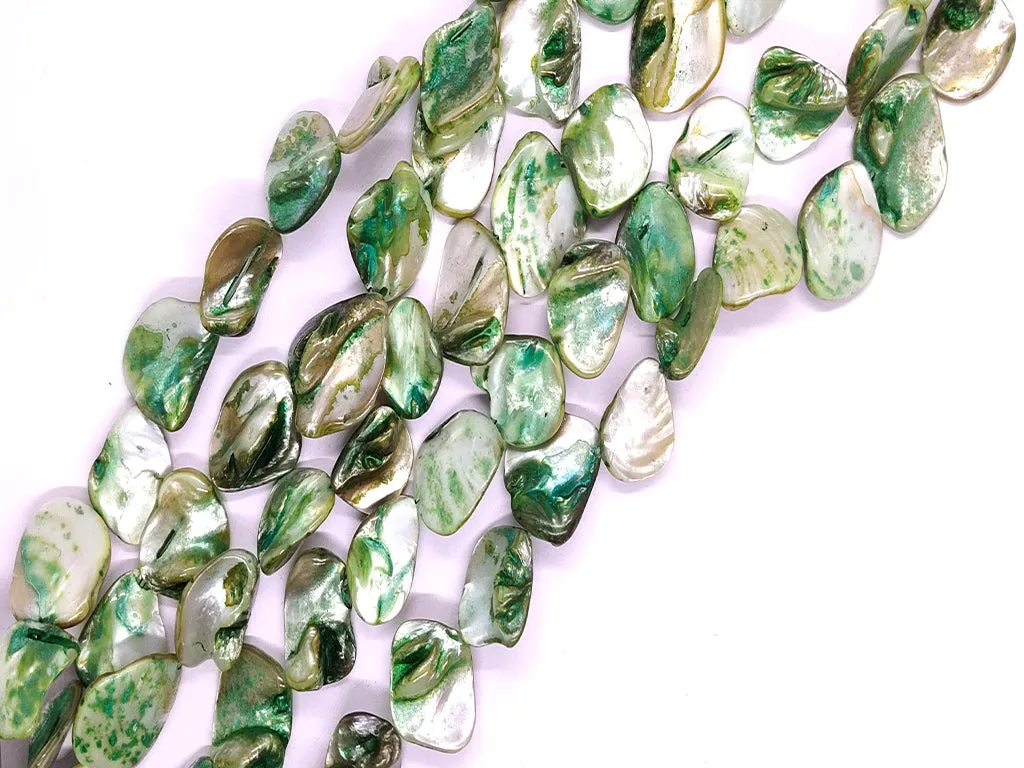 Green Designer Uncut Shell Beads