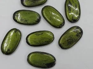 Green Flat Oval Plastic Stones