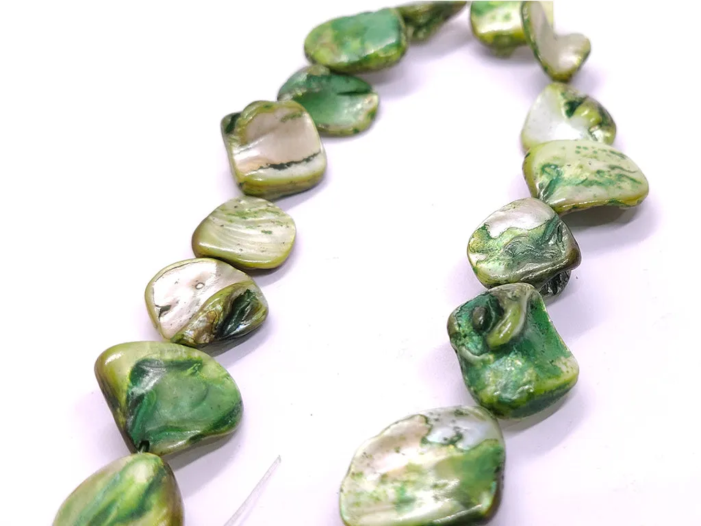 Green Uneven Designer Shell Beads