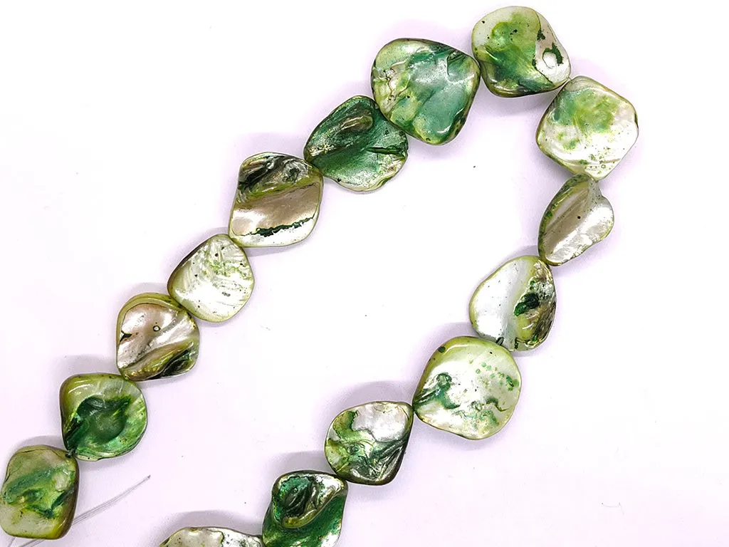 Green Uneven Designer Shell Beads