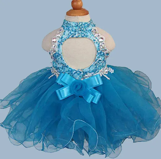 Halter Beaded Bodice Little Miss/Baby Miss Pageant Dress ,12-18 months Pageant Dress