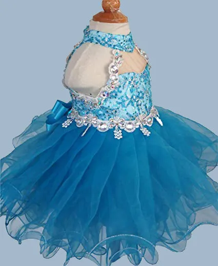 Halter Beaded Bodice Little Miss/Baby Miss Pageant Dress ,12-18 months Pageant Dress