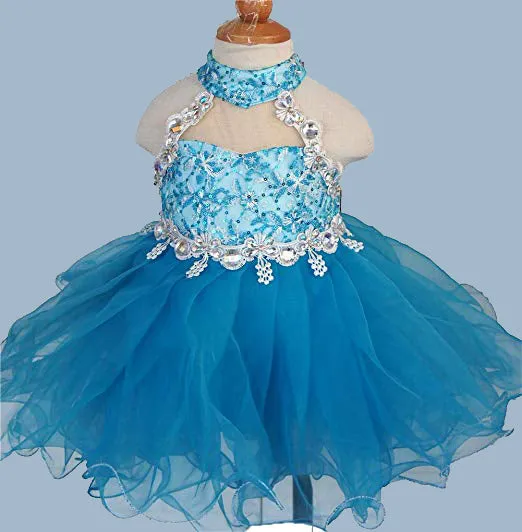 Halter Beaded Bodice Little Miss/Baby Miss Pageant Dress ,12-18 months Pageant Dress