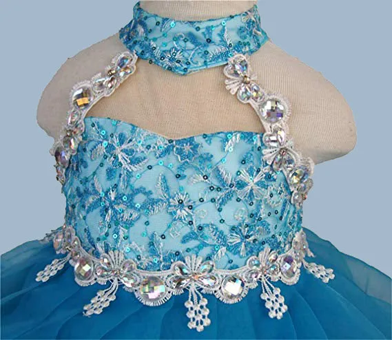 Halter Beaded Bodice Little Miss/Baby Miss Pageant Dress ,12-18 months Pageant Dress