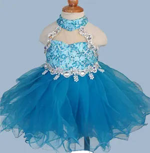 Halter Beaded Bodice Little Miss/Baby Miss Pageant Dress ,12-18 months Pageant Dress