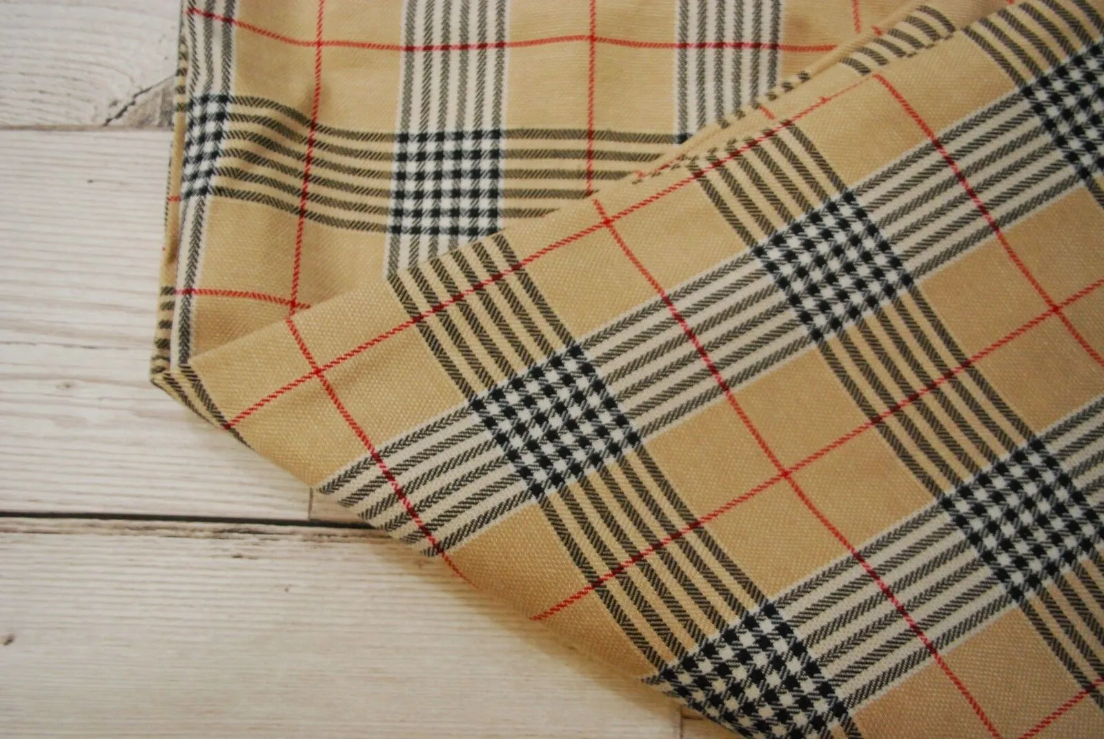 High Waist Tapered Tartan Pants Beige