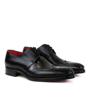 Jeffery West - Bay Dexter Semi Brogue Derby Shoes in Black