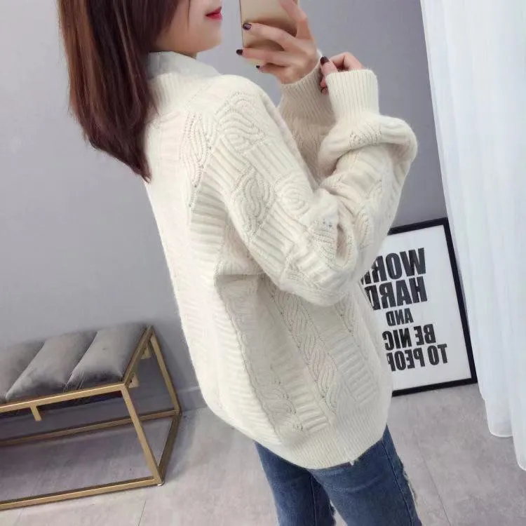 Joskaa Christmas Gift Y2K Beaded Knit Cardigan Women's V-neck Elegant Autumn and Winter Knit Top Soft Loose Women's Coat Mohair Sweater Beautiful 2024